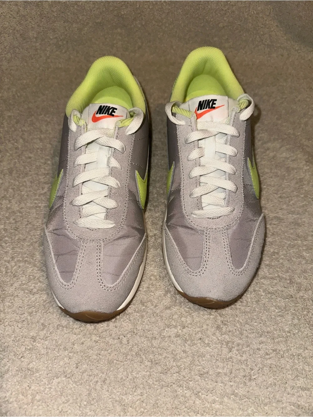 Nike Women’s Runner Sneaker in Gray with Lime Swoosh